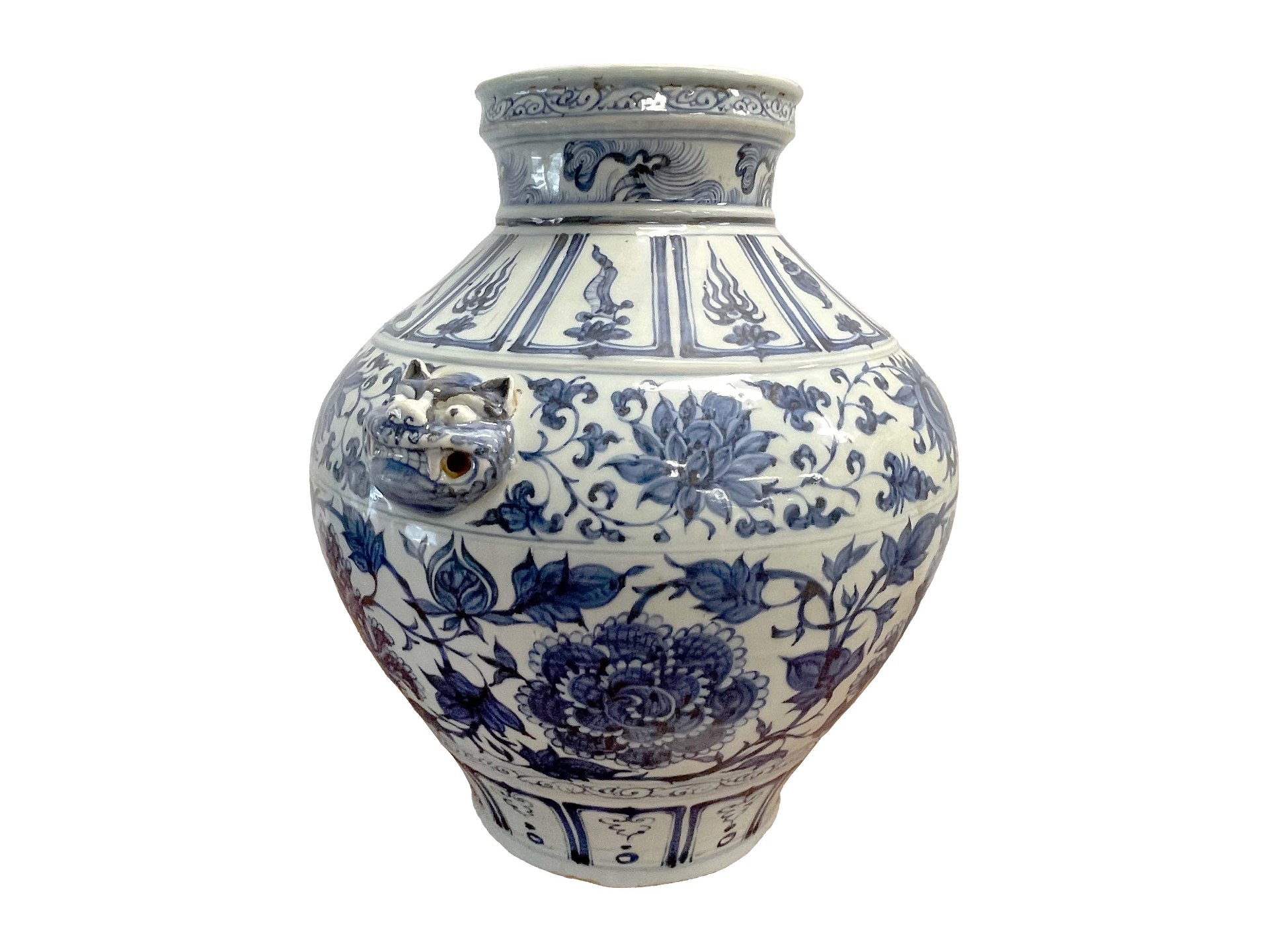 元代青花缠枝牡丹纹兽头罐2.jpg